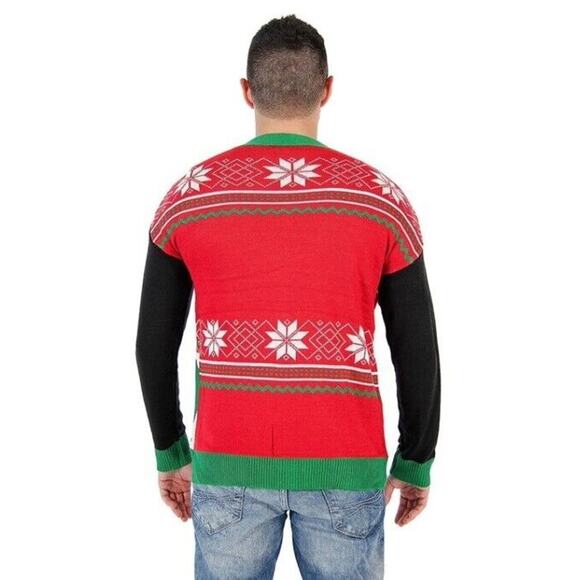Junk Food Mens Large‎ Star Wars Boba Fett Ugly Christmas Sweater Cardigan - Picture 15 of 15